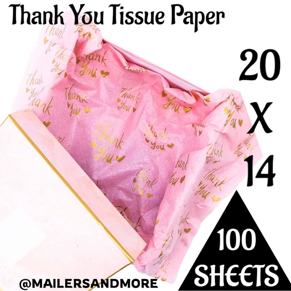 100 Pink Thank You Tissue Paper Sheets, 14x20 PRICE IS FIRM - Picture 3 of 11